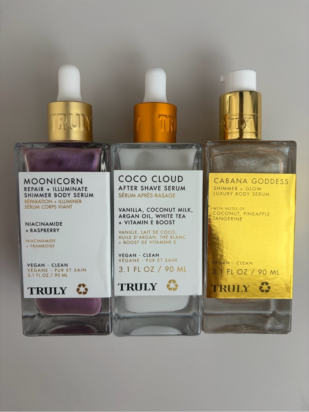 Truly Beauty Full Size Serums- Coco Cloud After Shave, Moonicorn & Cabana Body